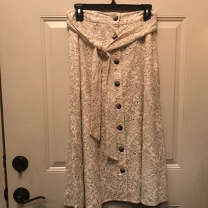 Antonio Melani Embroidered Button Midi